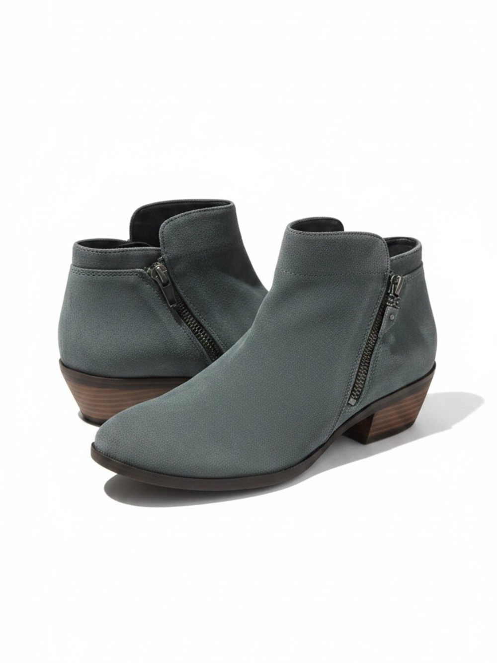 NEW Sam Edelman Packer Suede Ankle Booties Grey Iris 7W / 7 Wide